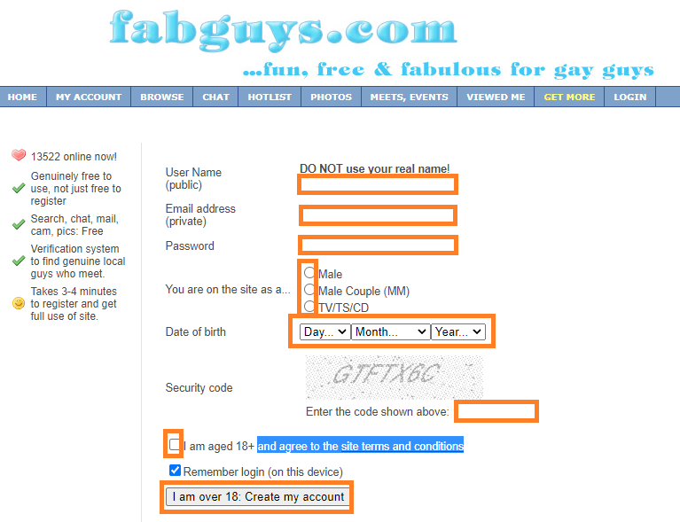 Create Account in Fabguys Online 2