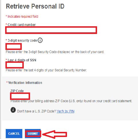 BMW Credit card user id
