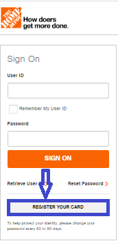 Home Depot credit card Register for access and manage