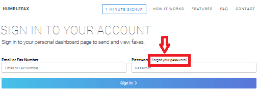 Humblefax Recover Username or Password