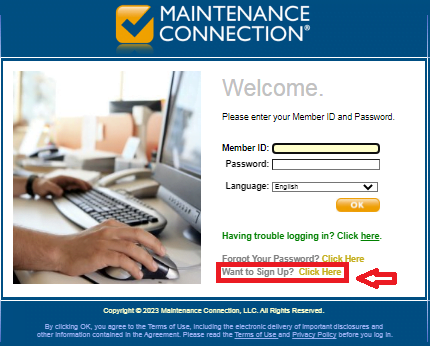 Maintenance Connection Register for access and manage