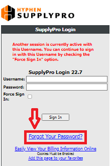 Supply Pro Recover Usernamee or Password