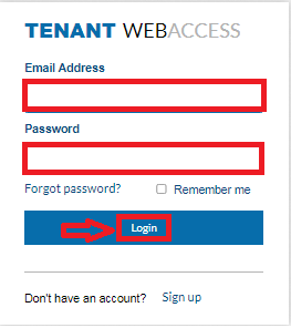 Tenant Web Access Log In