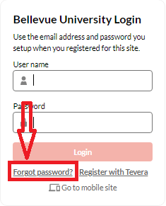 Tevera Bellevue Recover Usernamee or Password