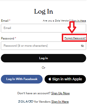 Zola Recover Username or Password