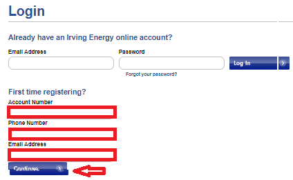 Irving Energy Register for Access and Manage