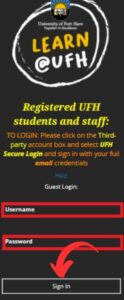 UFH Blackboard Log In